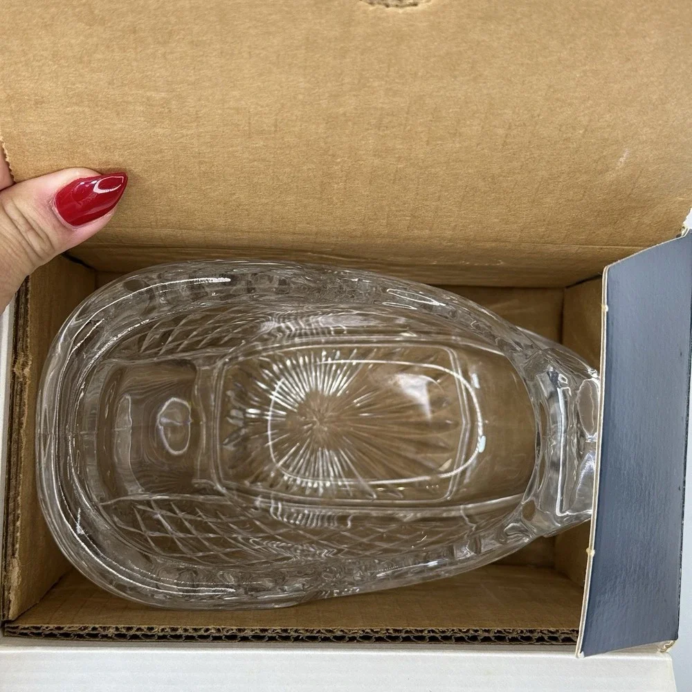 Vintage St George Crystal Holiday Sleigh 24% Lead USA‎ Candy Dish NIB Giftware
